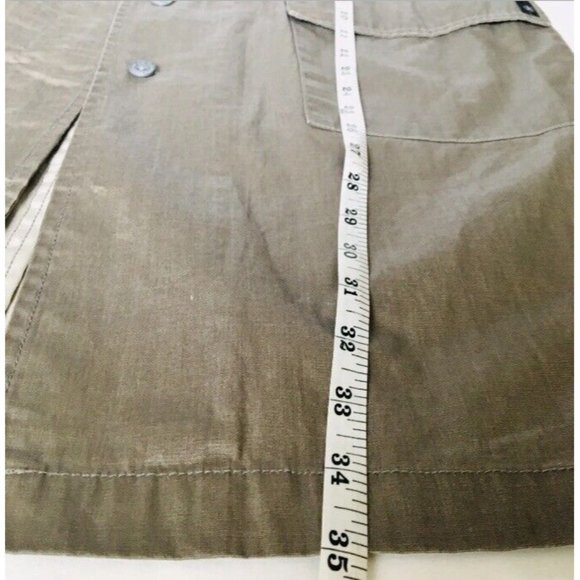 CALVIN KLEIN Trench Coat Large Hidden Buttons Taupe Mid Length Waxed Cotton Feel - Picture 6 of 6